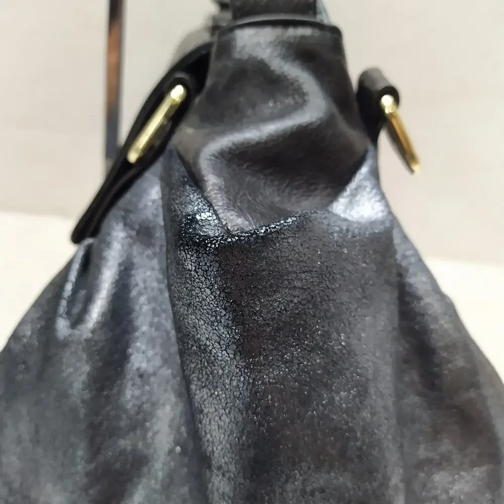 Rebecca Minkoff Colorblock Black Gray Leather Double Handle Zipper Satchel Bag